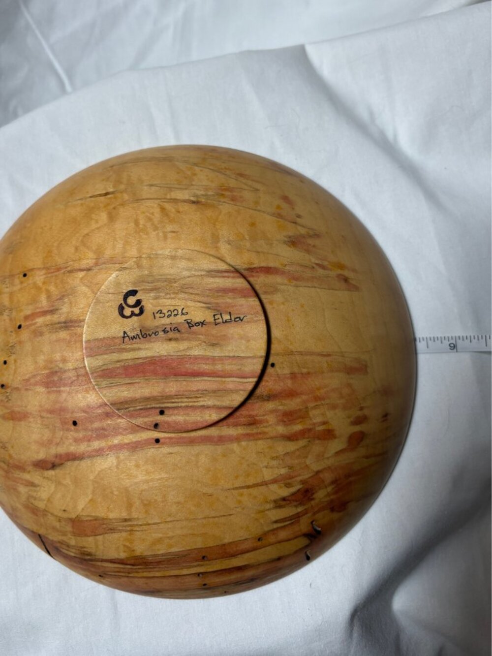 Ambrosia Box Elder Bowl by Warren Carpenter – Hand‑Turned, Signed & Numbered - Picture 8 of 9